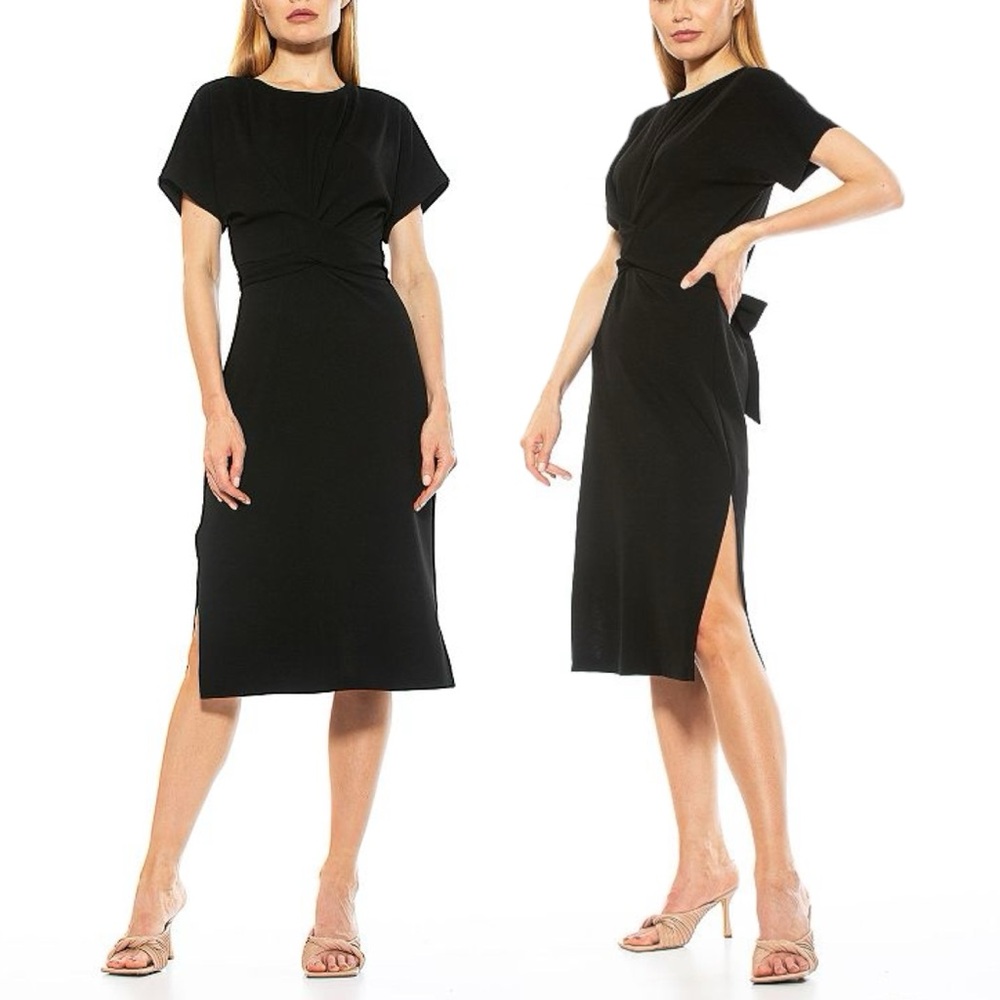 Alexia Admor Knot Waist Midi Sheath Dress Black size Medium NWT